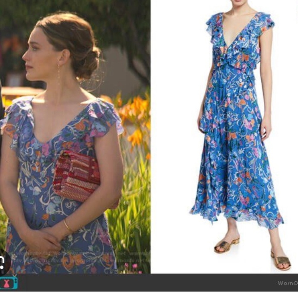 Tanya Taylor Arielle Midi Dress in Scrolly Floral